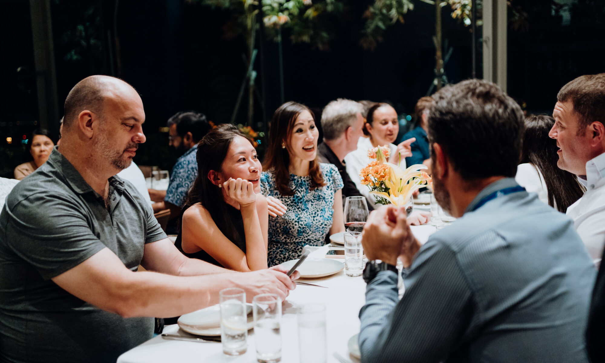 Guests at a seated group dinner at La Torre, 1-Alfaro